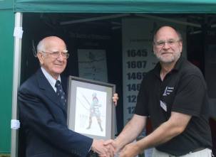 Vice chair Phil Steele accepts the award for outstanding battlefield society on NBS behalf from Sir Robert Worcester